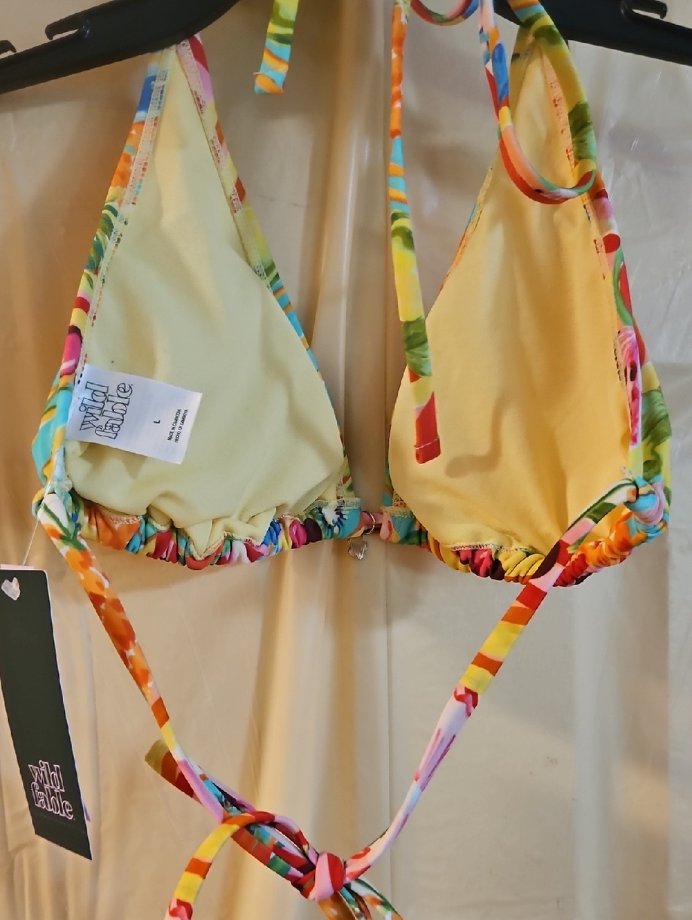 WILD FABLE TROPICAL FRUIT TRIANGLE BIKINI TOP: NEW WITH TAGS: SIZE L (12-14) - Picture 5 of 5